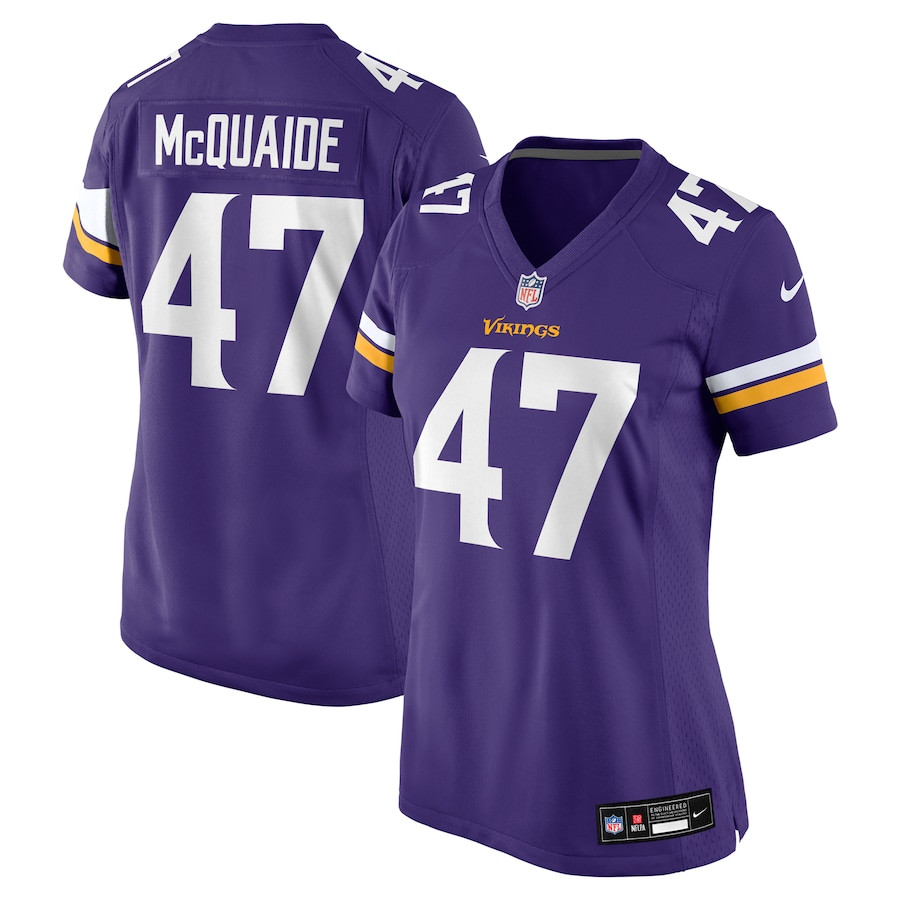 Jake McQuaide 47 Minnesota Vikings Women's Game Jersey - Purple - JS337
