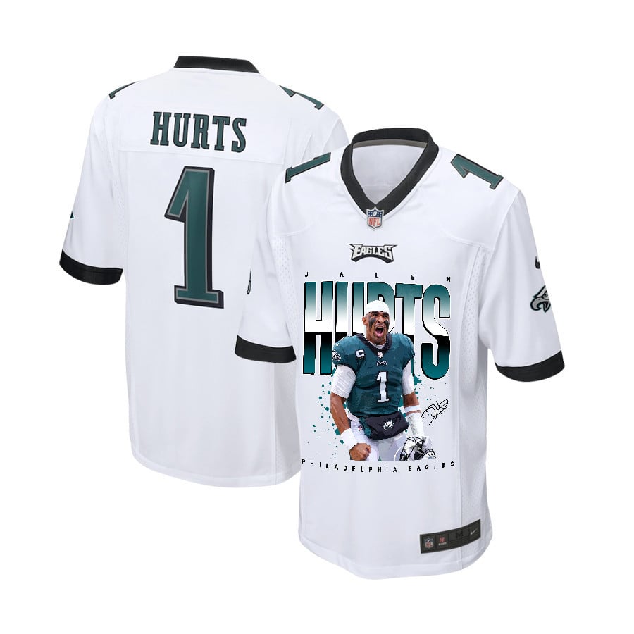 Jalen Hurts 1 Philadelphia Eagles Victory Game YOUTH Jersey - White - JS845