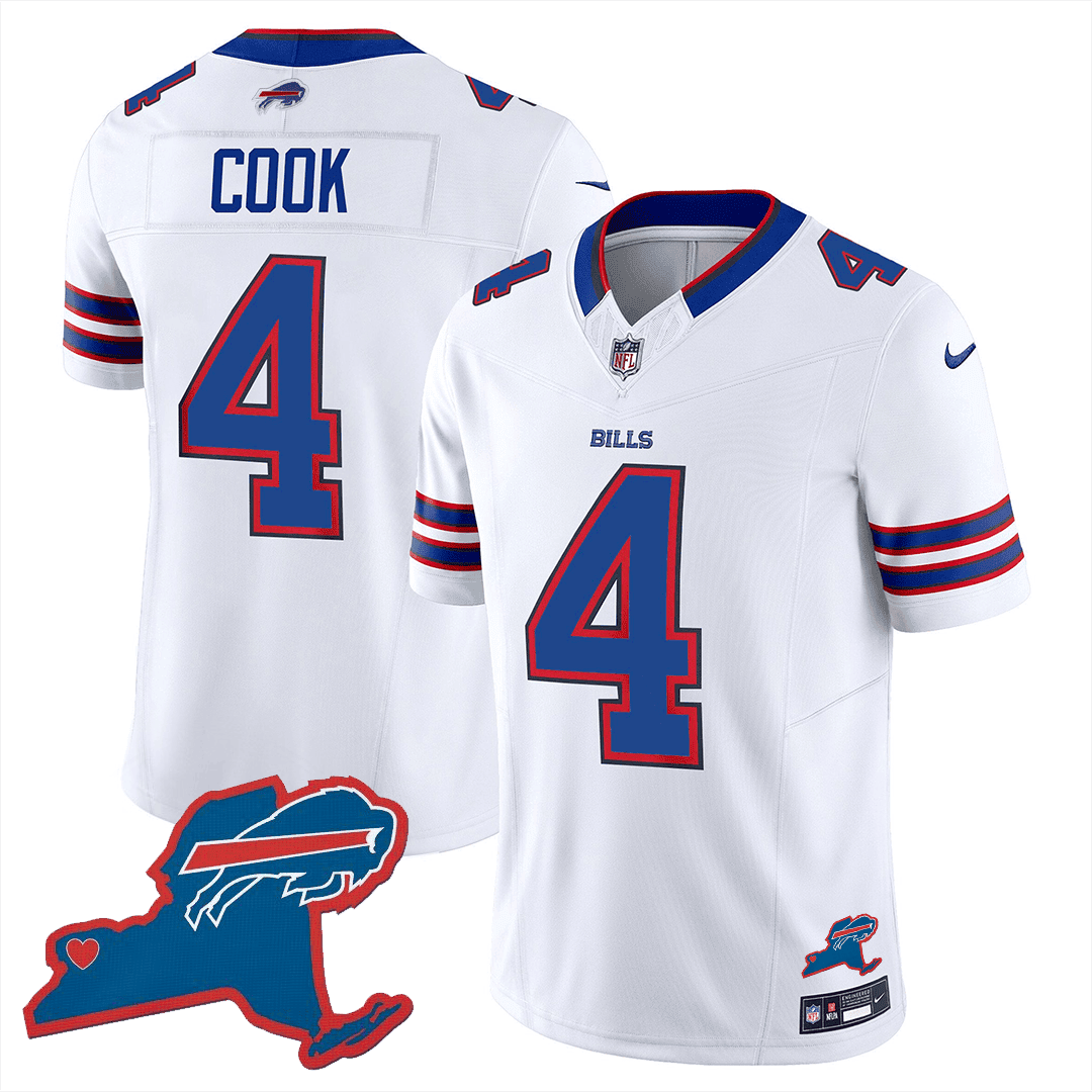 James Cook 4 Buffalo Bills New York Patch Game Men Jersey - White - JSDV713