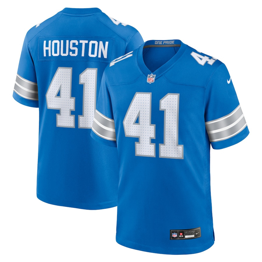 James Houston 41 Detroit Lions Team Game Men Jersey - Blue - JS689