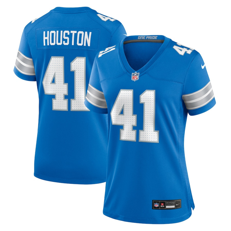 James Houston 41 Detroit Lions Women's Team Game Jersey - Blue - JS196