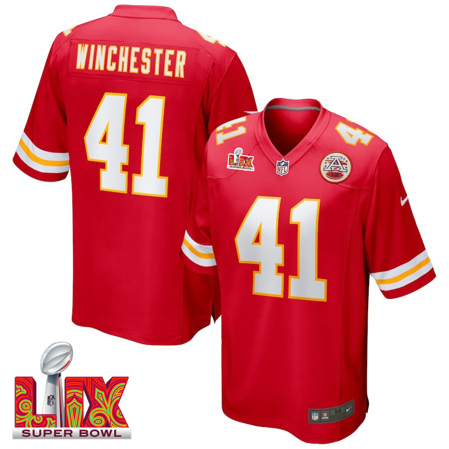 James Winchester #41 Kansas City Chiefs Super Bowl LIX Jersey - Men's - Red - JS859