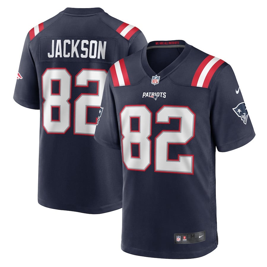 JaQuae Jackson 82 New England Patriots Game Men Jersey - Navy - JS379