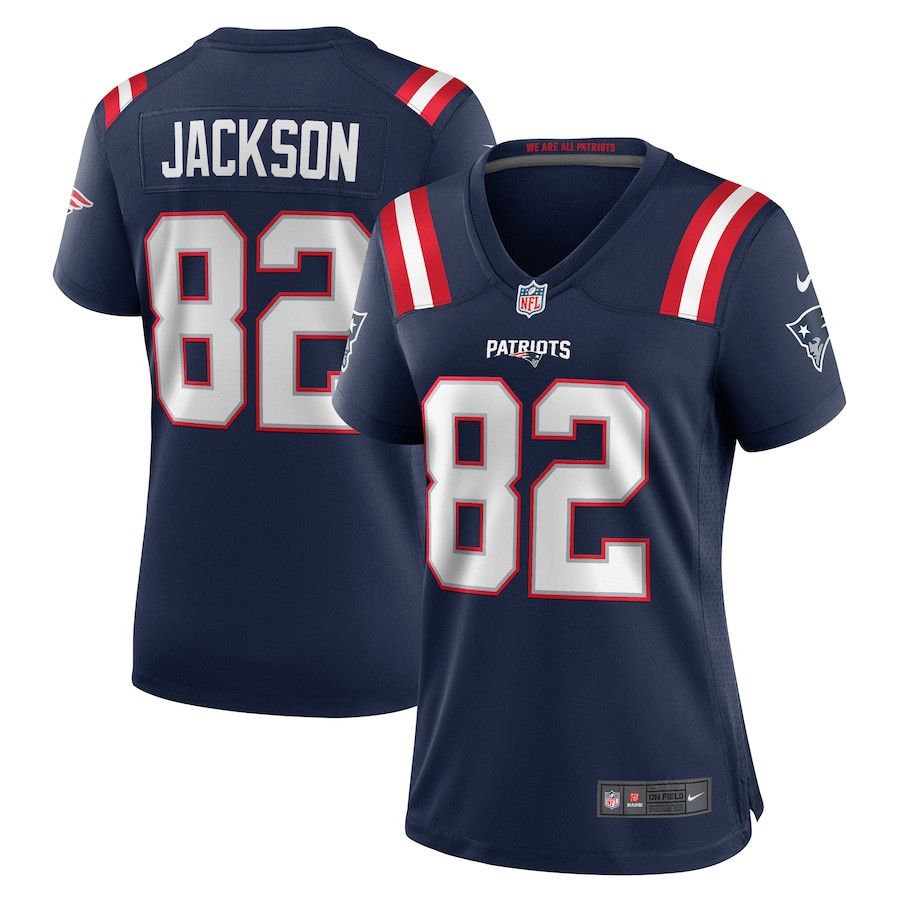 JaQuae Jackson 82 New England Patriots Women's Game Jersey - Navy - JS779