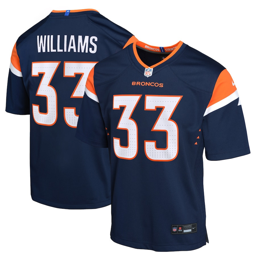 Javonte Williams 33 Denver Broncos Alternate Game YOUTH Jersey - Navy - JSDV487