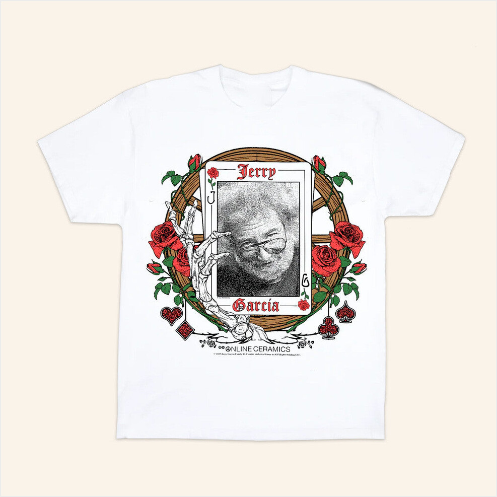 Jerry Garcia The Wheel White T-Shirt Online Ceramics Merch Birthday Gifts For Friends