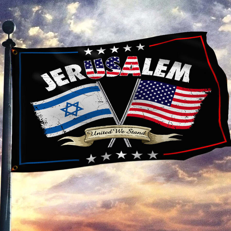 Jerusalem United We Stand With Israel Flag American And Israeli Flag Gifts For Israel Lovers