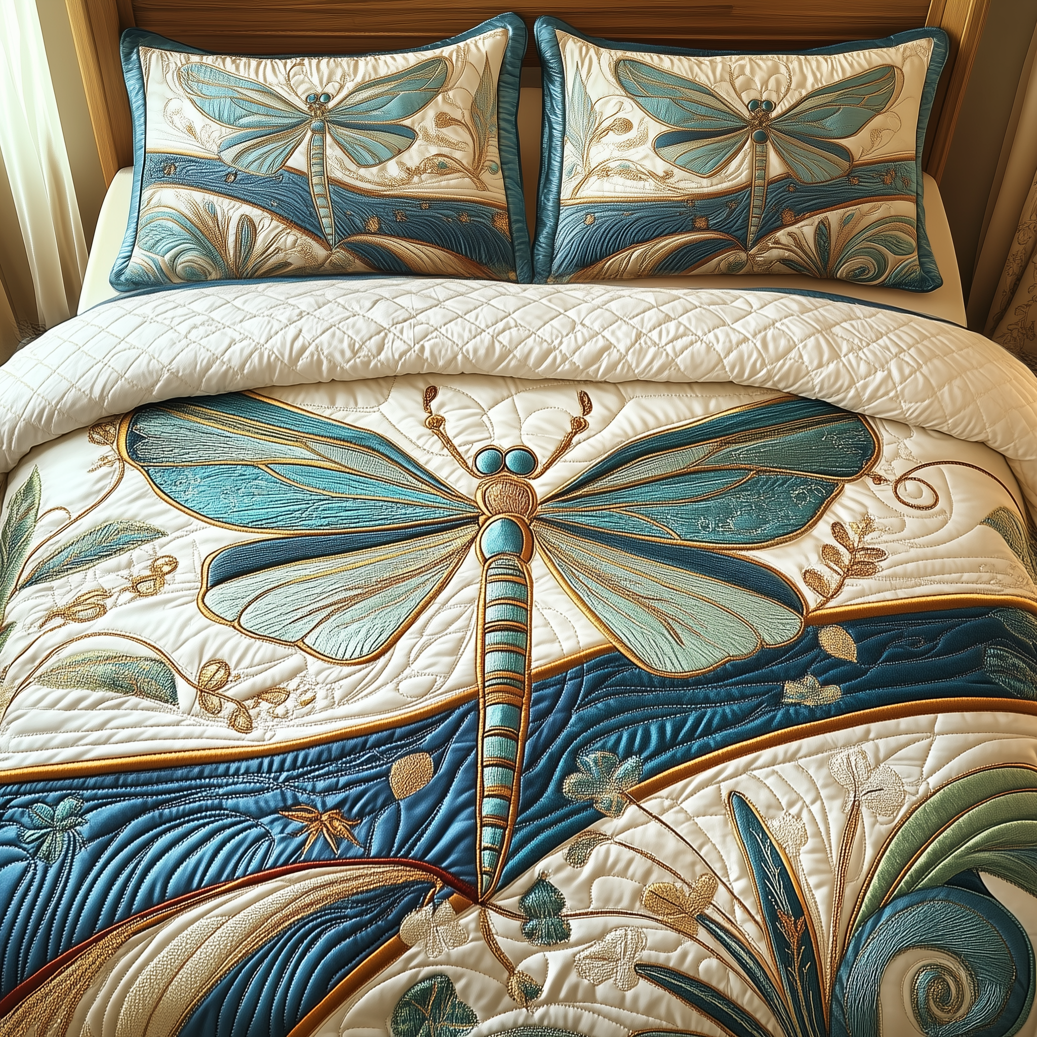 Jewel Of The Sky Quilted Bedding Set Dragonfly Duvet Cover Mothers Day Gifts 2025 Ideas