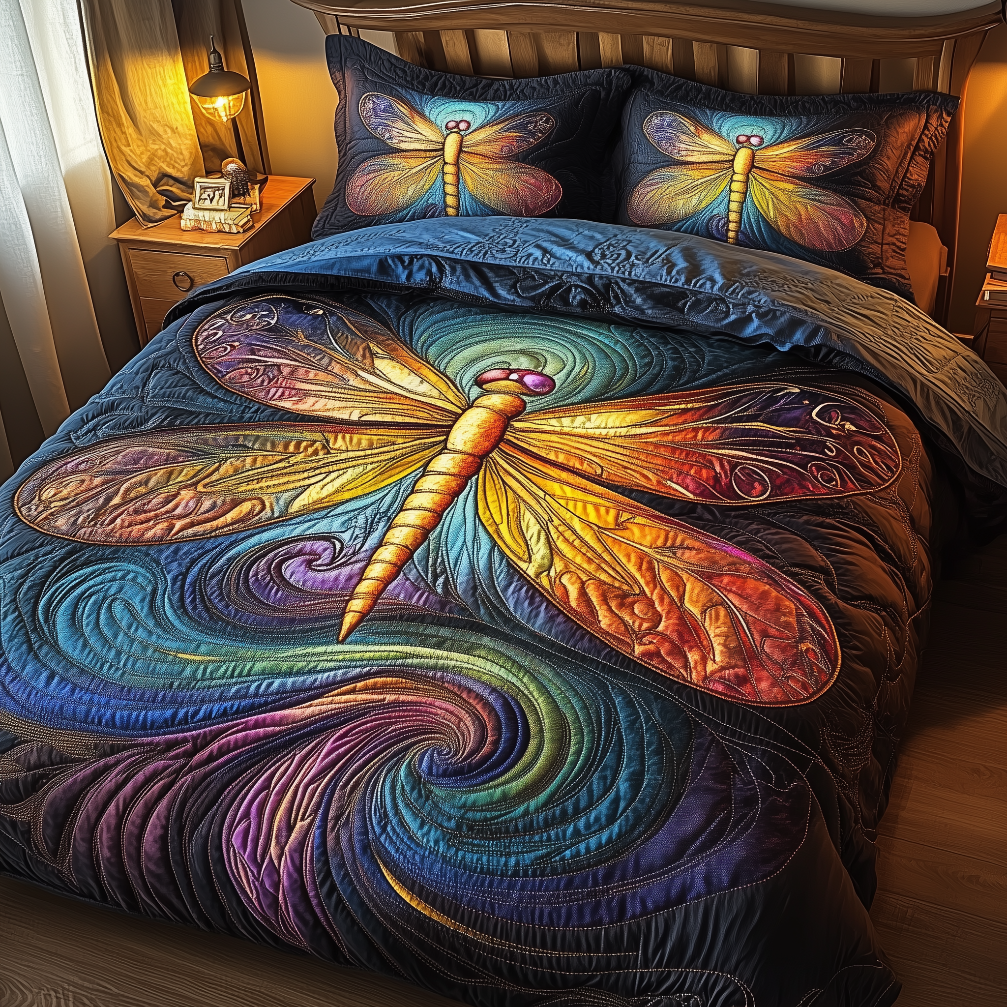 Jewel Of The Sky Quilted Bedding Set Dragonfly Duvet Cover Mothers Day Present Ideas