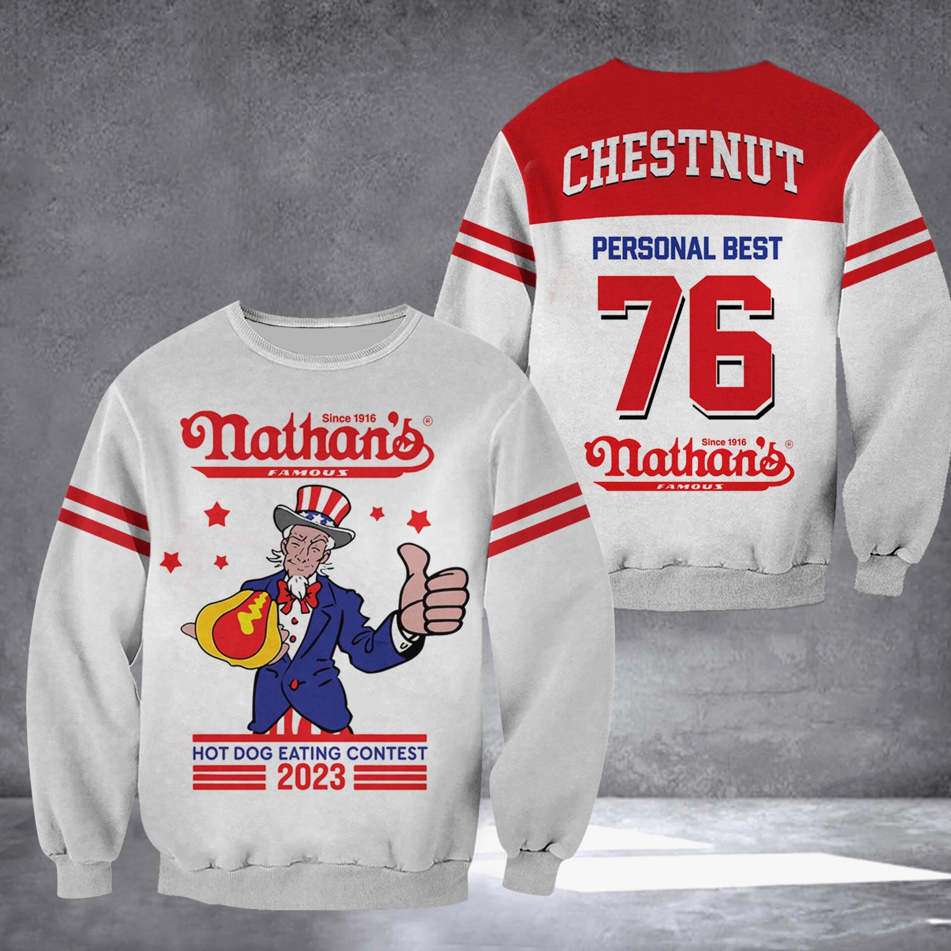 Joey Chestnut Jersey Personal Best 76 Hot Dog Eating Contest 2023 Eater Winner Clothing