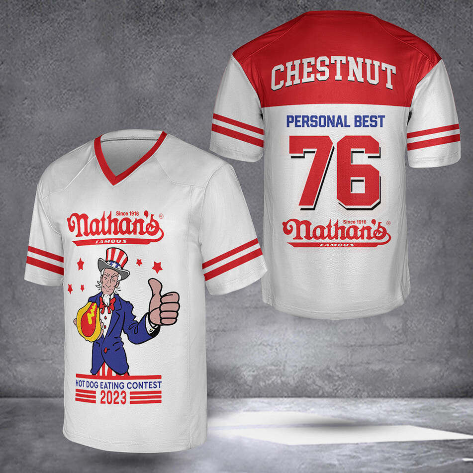 Joey Chestnut Jersey Personal Best 76 Hot Dog Eating Contest 2023 Eater Winner Clothing