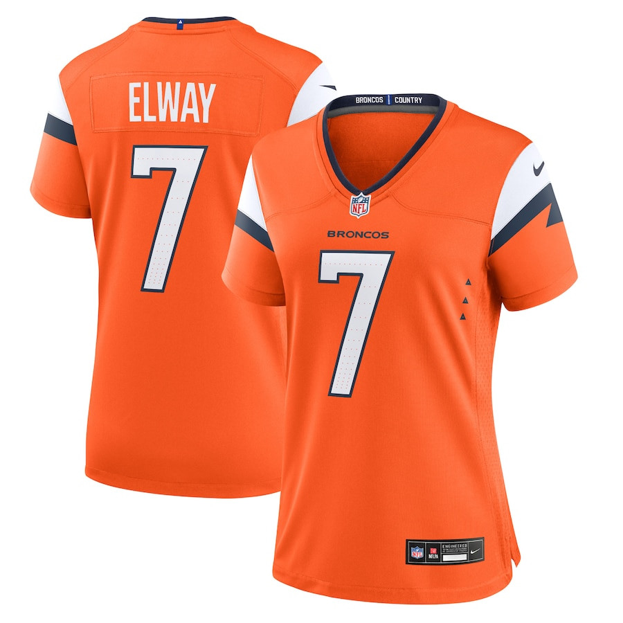 John Elway 7 Denver Broncos Retired Women Game Jersey - Orange - JSDV866