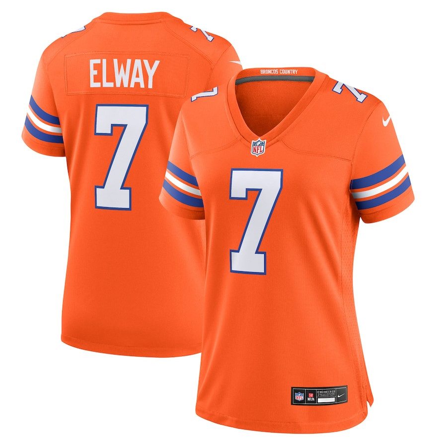 John Elway 7 Denver Broncos Women's Mile High Collection 1977 Throwback Player Game Jersey - Orange - JSDV269