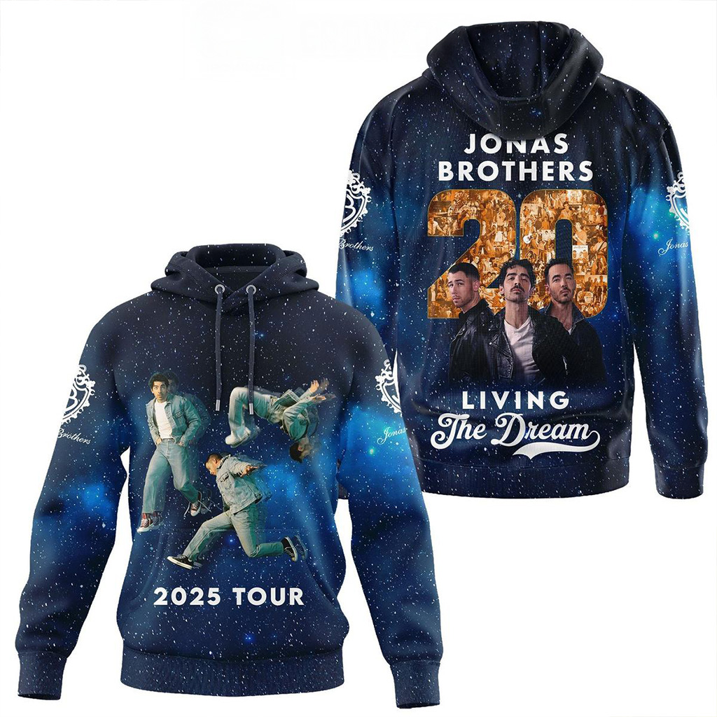 Jonas Brothers 20 Years Living The Dream Tour 2025 Hoodie Jonas Brothers Merch Gifts For Him