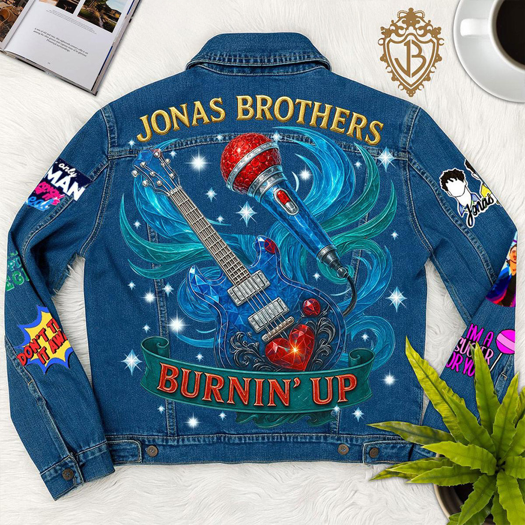 Jonas Brothers Burnin' Up Denim Jacket Jonas Brothers Merch Gift For Music Lover