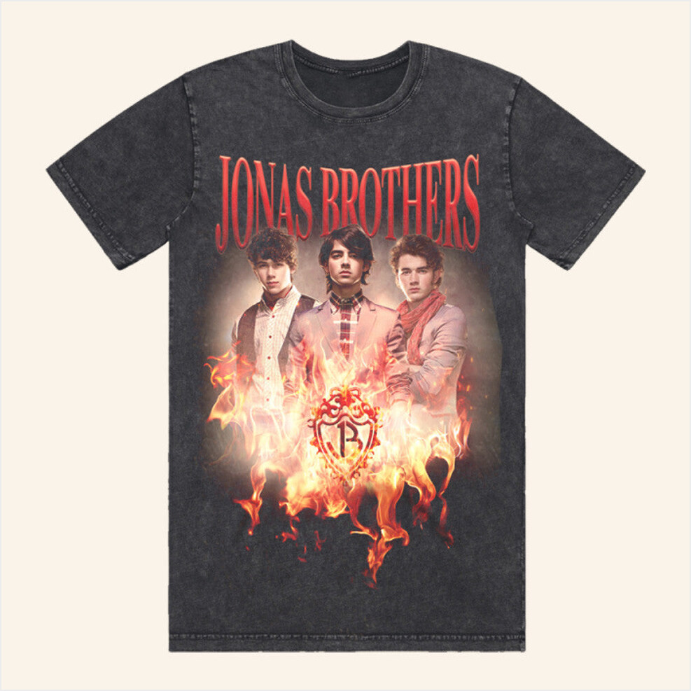 Jonas Brothers Fire Black Wash Shirt Jonas Brothers Tour Merch Best Gifts For Music Lovers