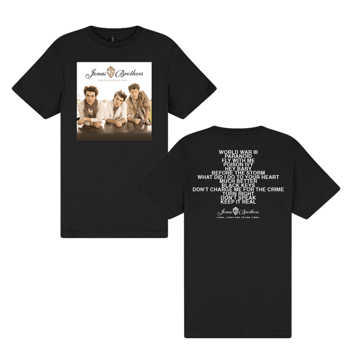 Jonas Brothers Merch Classics Lines Vines Trying Times Black Tshirt Gift For Fans