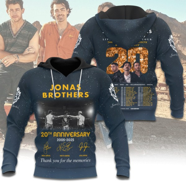 Jonas Brothers Tour 2025 20th Anniversary Hoodie Gift for Fans