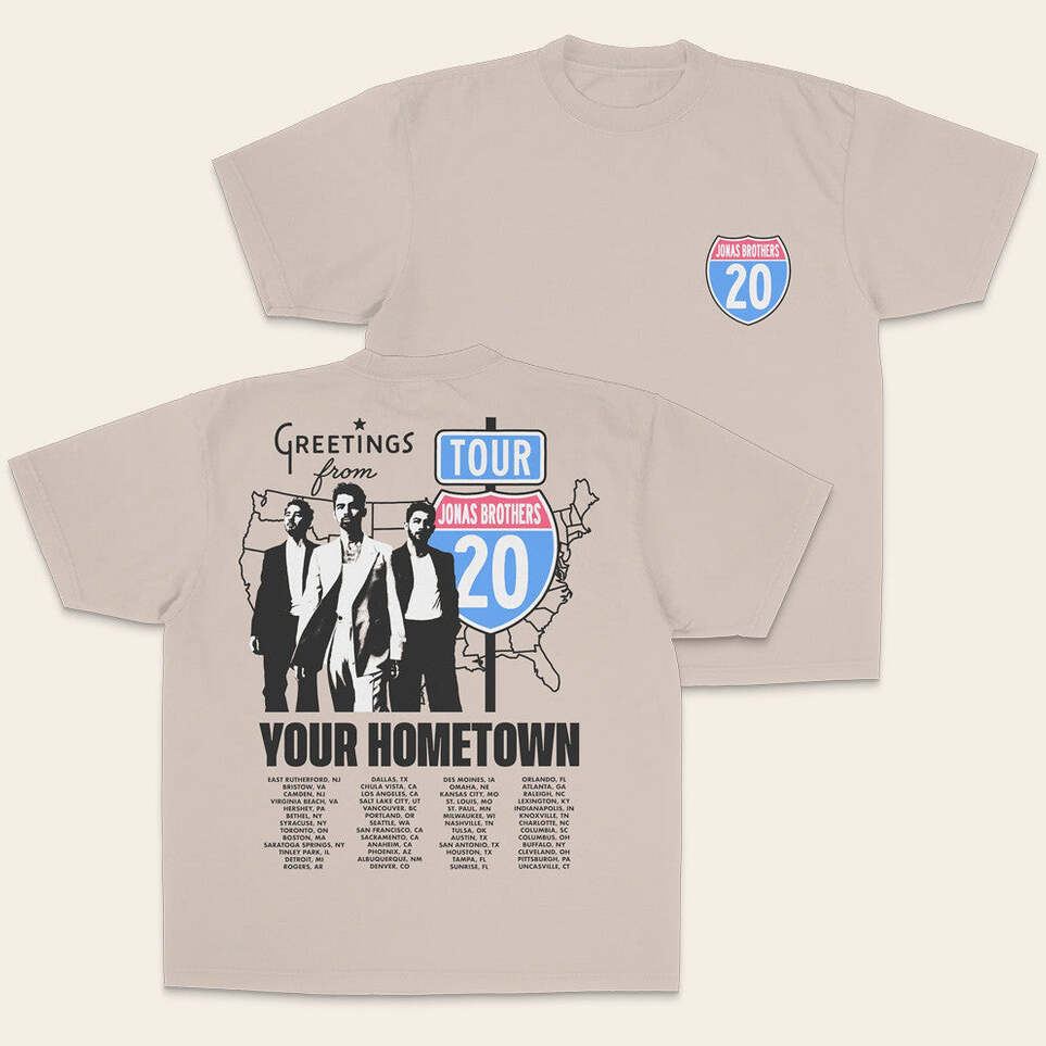 Jonas Brothers Tour Merch Greeting's From Your Hometown Route 20 Tour T-Shirt Fans Gifts