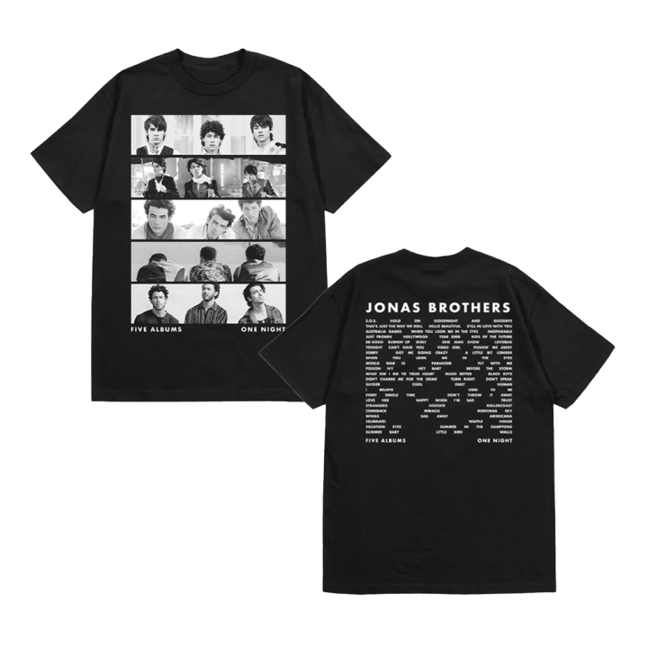 Jonas Brothers Tracklist Black Tshirt Music Tour Merch