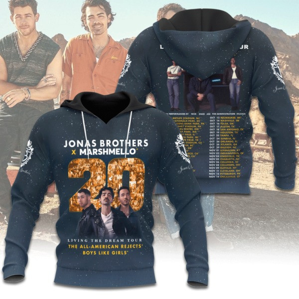 Jonas Brothers x Marshmello Tour 2025 Hoodie Fan Merch For Music Lovers