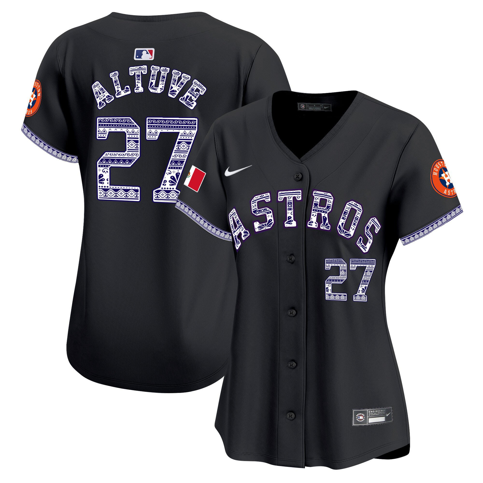 José Altuve 27 Houston Astros Mexico Women Jersey - Black - JS953