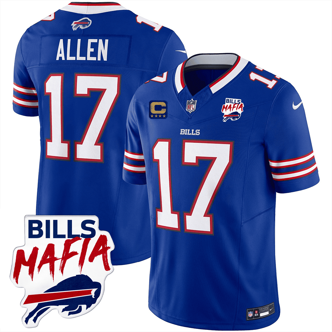 Josh Allen 17 Buffalo Bills Bills Mafia Patch Game Men Jersey - Royal - JSDV460