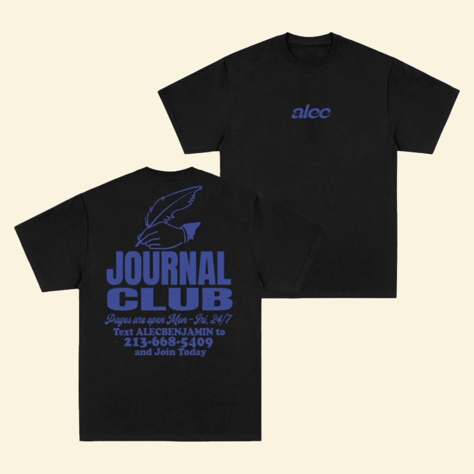 Journal Club Black T-Shirt Alec Benjamin Merch Gifts For Music Enthusiasts Gifts For Best Friend