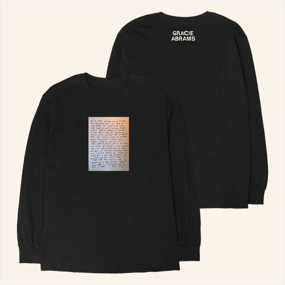 Journal Page Black Long Sleeve Tour T-Shirt Gracie Abrams Merch Best Birthday Gifts For Fans