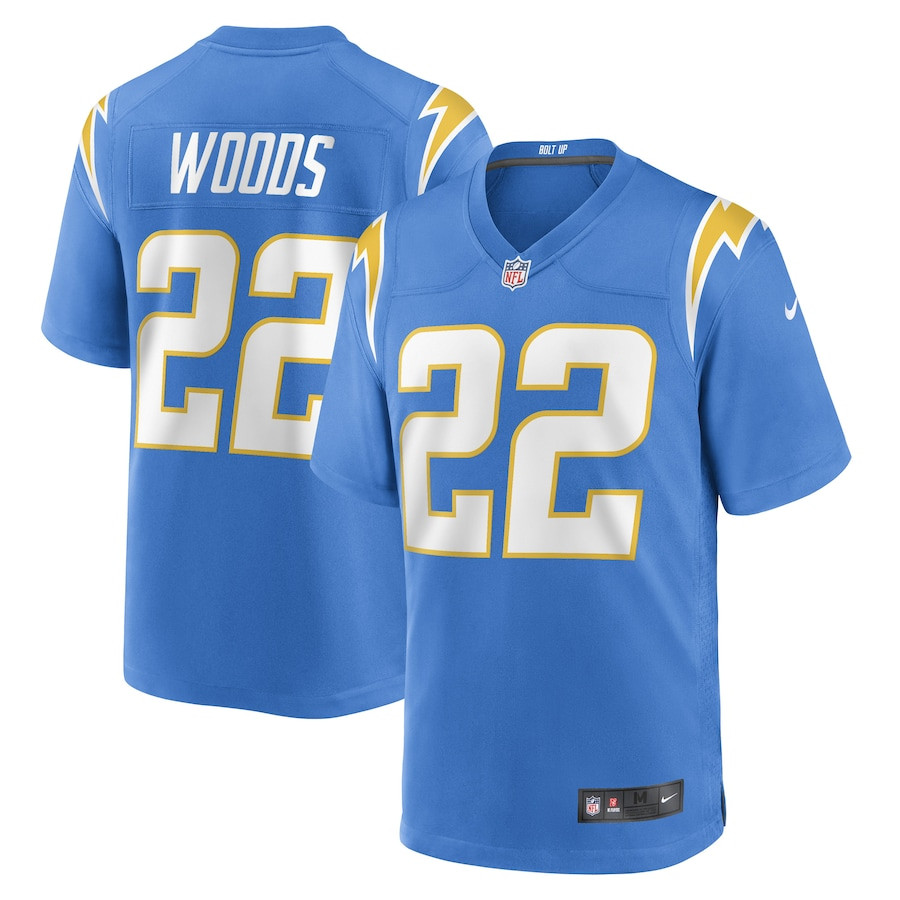 JT Woods 22 Los Angeles Chargers Team Game Men Jersey - Powder Blue - JS705