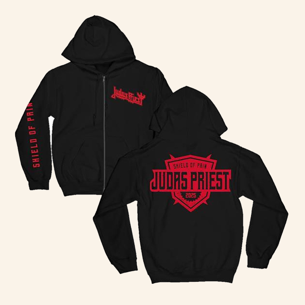 Judas Priest Merch Shield Of Pain Zip Hoodie Music Lover Gift Ideas For Him