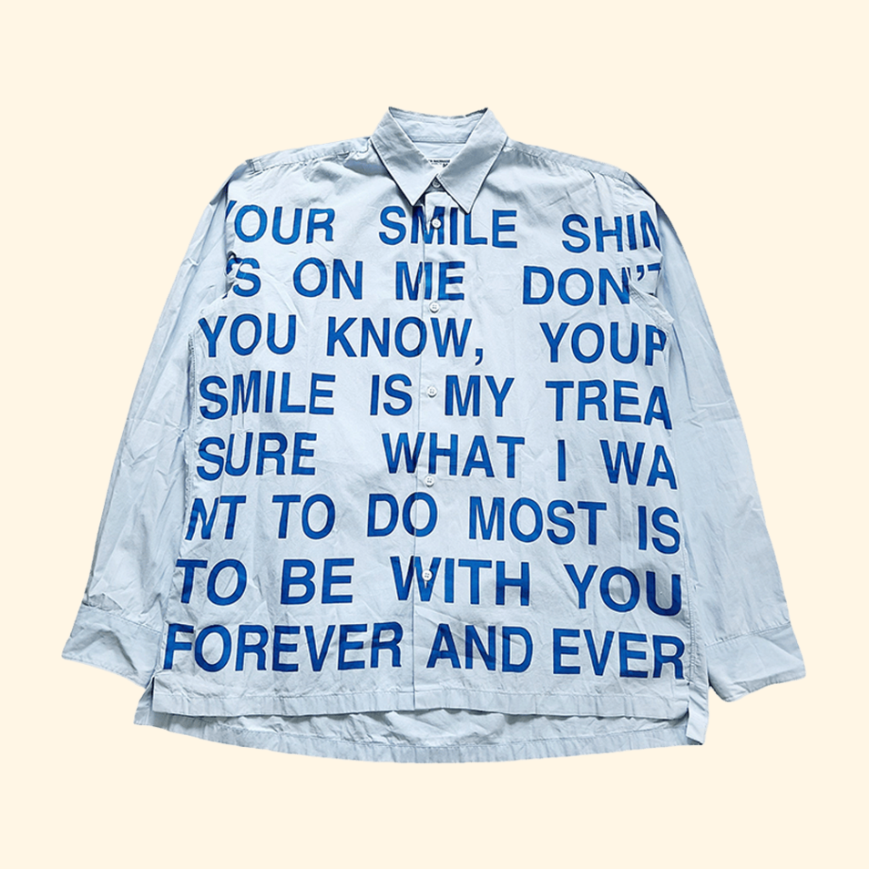 Junya Watanabe Poem Button Up Shirt 2001 Your Smile Poem Shirt Top Father's Day Birthday Gifts