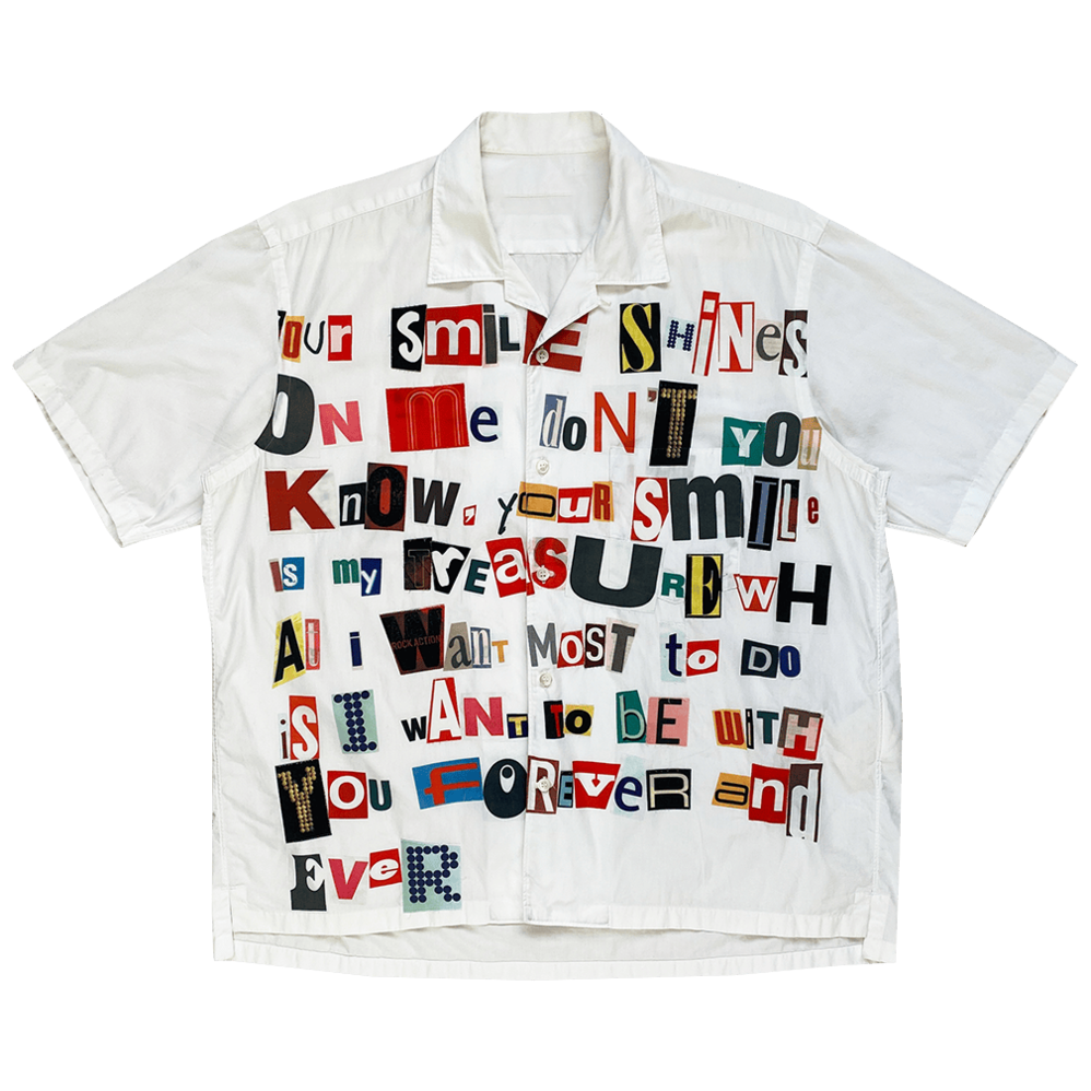 Junya Watanabe Poem Hawaiian Shirt Junya Watanabe Ransom Note Poem Shirt Gifts For Fans