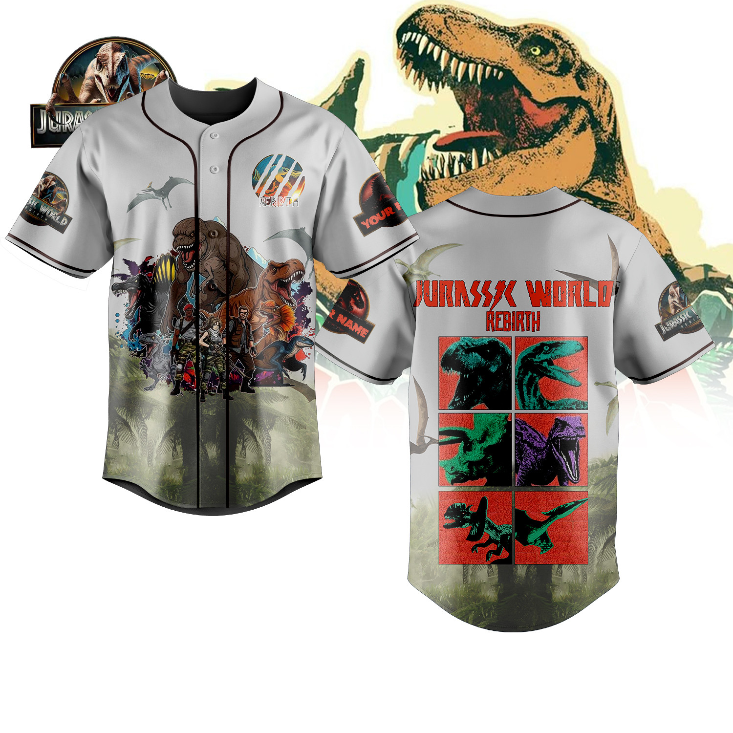 Jurassic World Rebirth Personalized Baseball Jersey For Fans