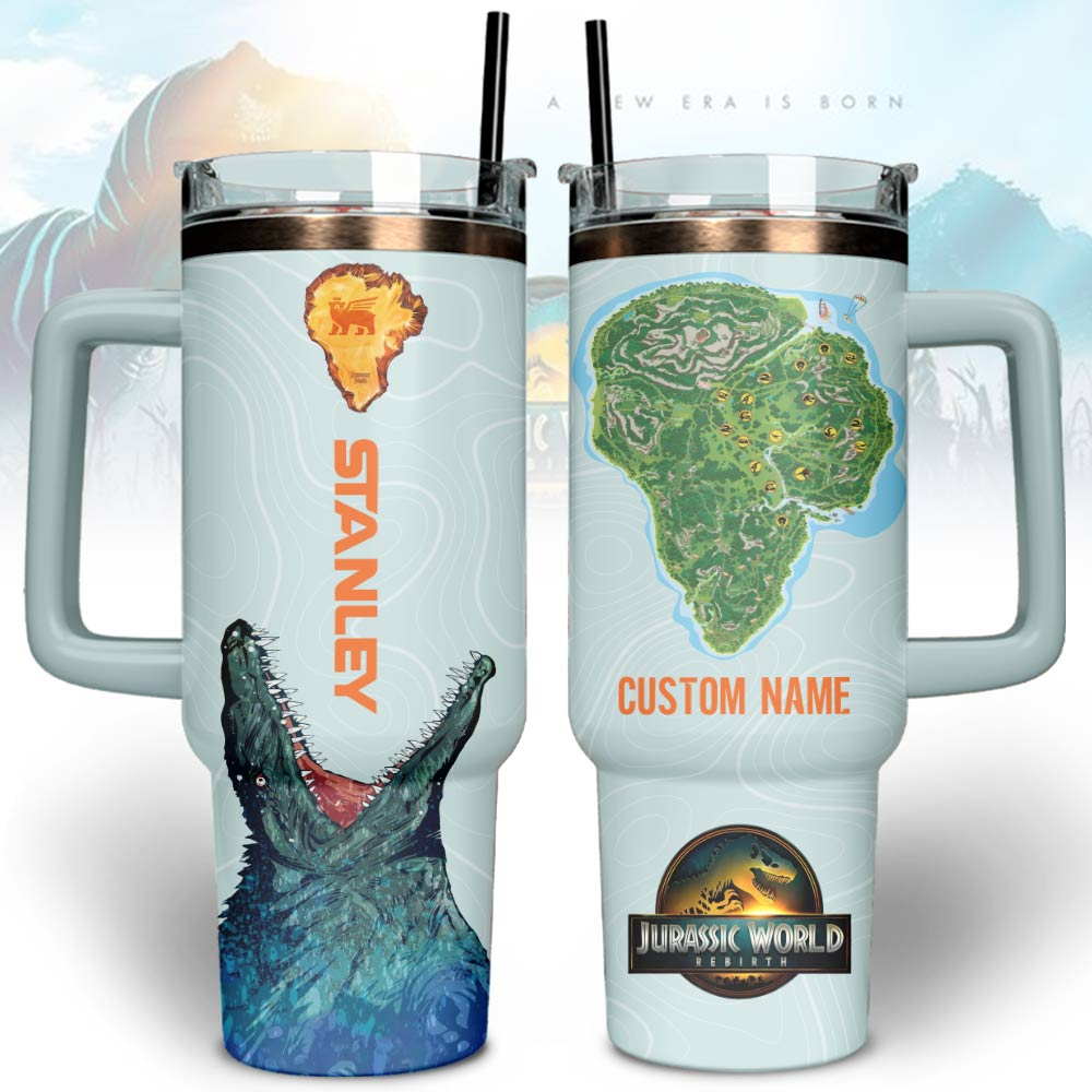 Jurassic World Stanley Quencher 40oz Stainless Steel Tumbler Idea Gift For Movies Lovers