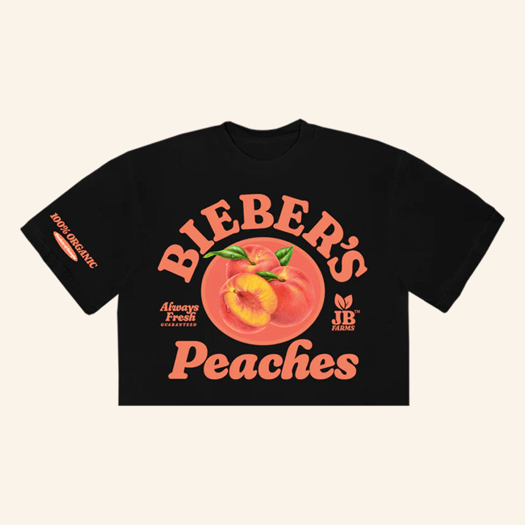 Justin Bieber Merch Bieber's Peaches Cropped T-Shirt Birthday Ideas For Her