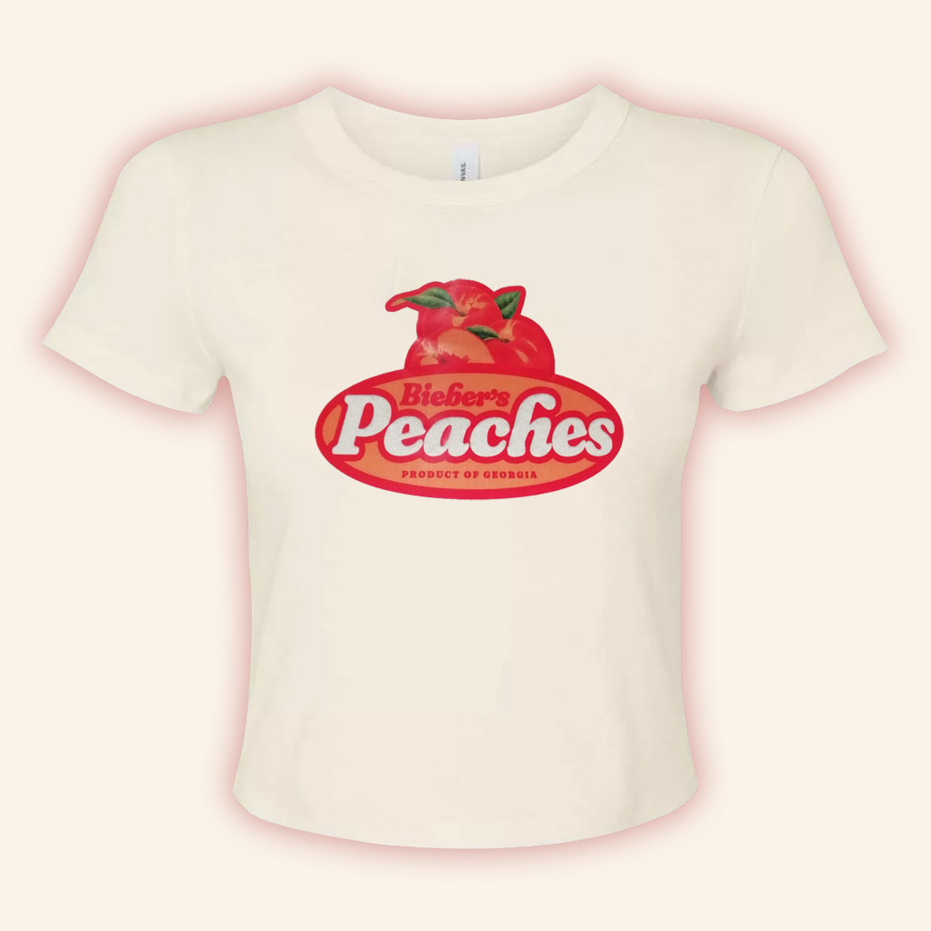 Justin Bieber Merch Peaches Orange Cropped T-Shirt Birthday Gifts For Wife