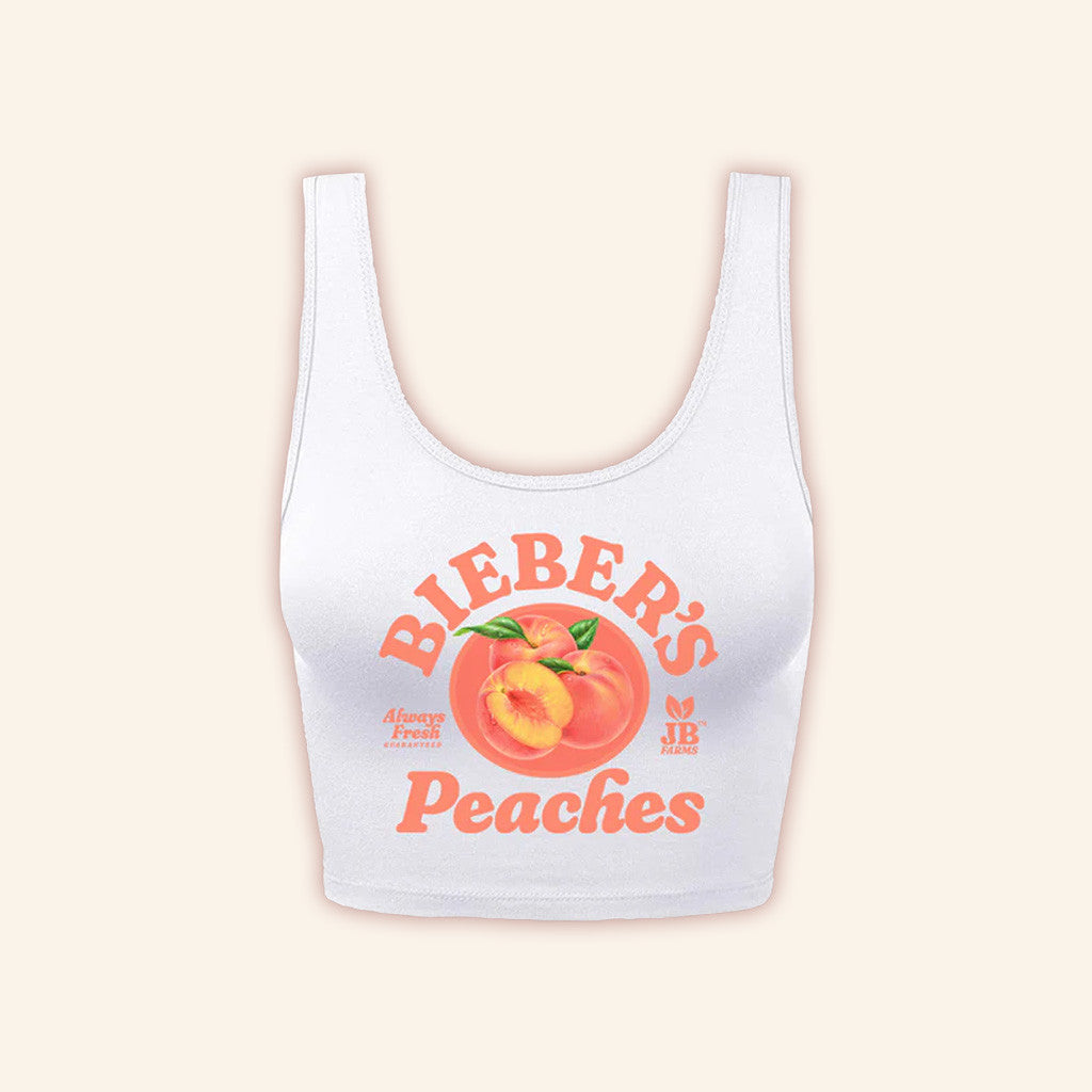 Justin Bieber Merch Peaches White Crop Tank Birthday Gift For Wife