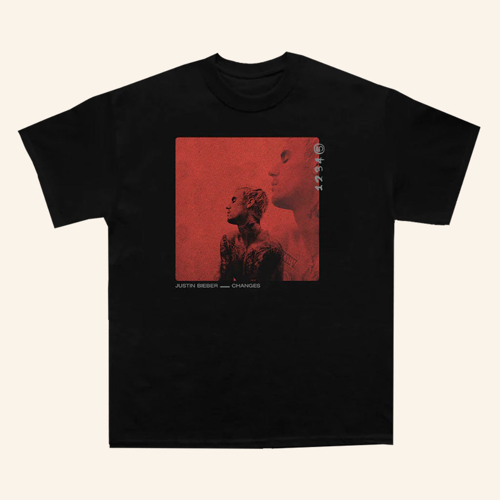 Justin Bieber Merch Reflection Photo T-Shirt Black Gift For Fans