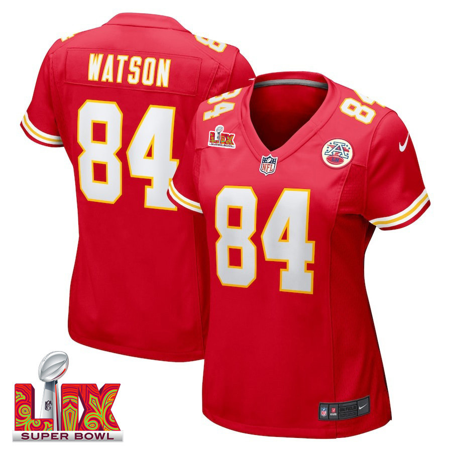 Justin Watson #84 Kansas City Chiefs Super Bowl LIX Women's Jersey - Red - JS561