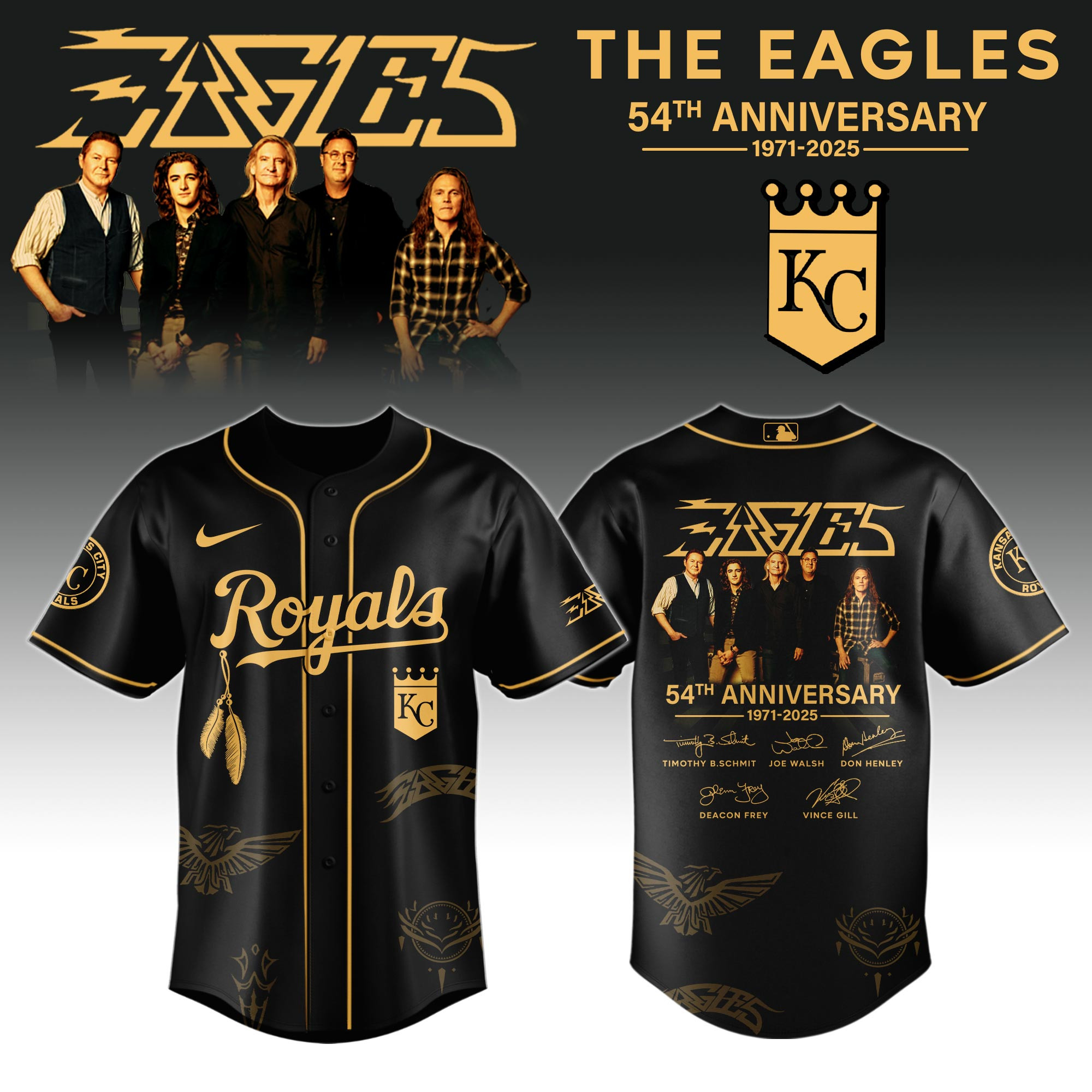 K C Royals X Eagles Band Music Jersey 2025 Gift For Baseball Fans
