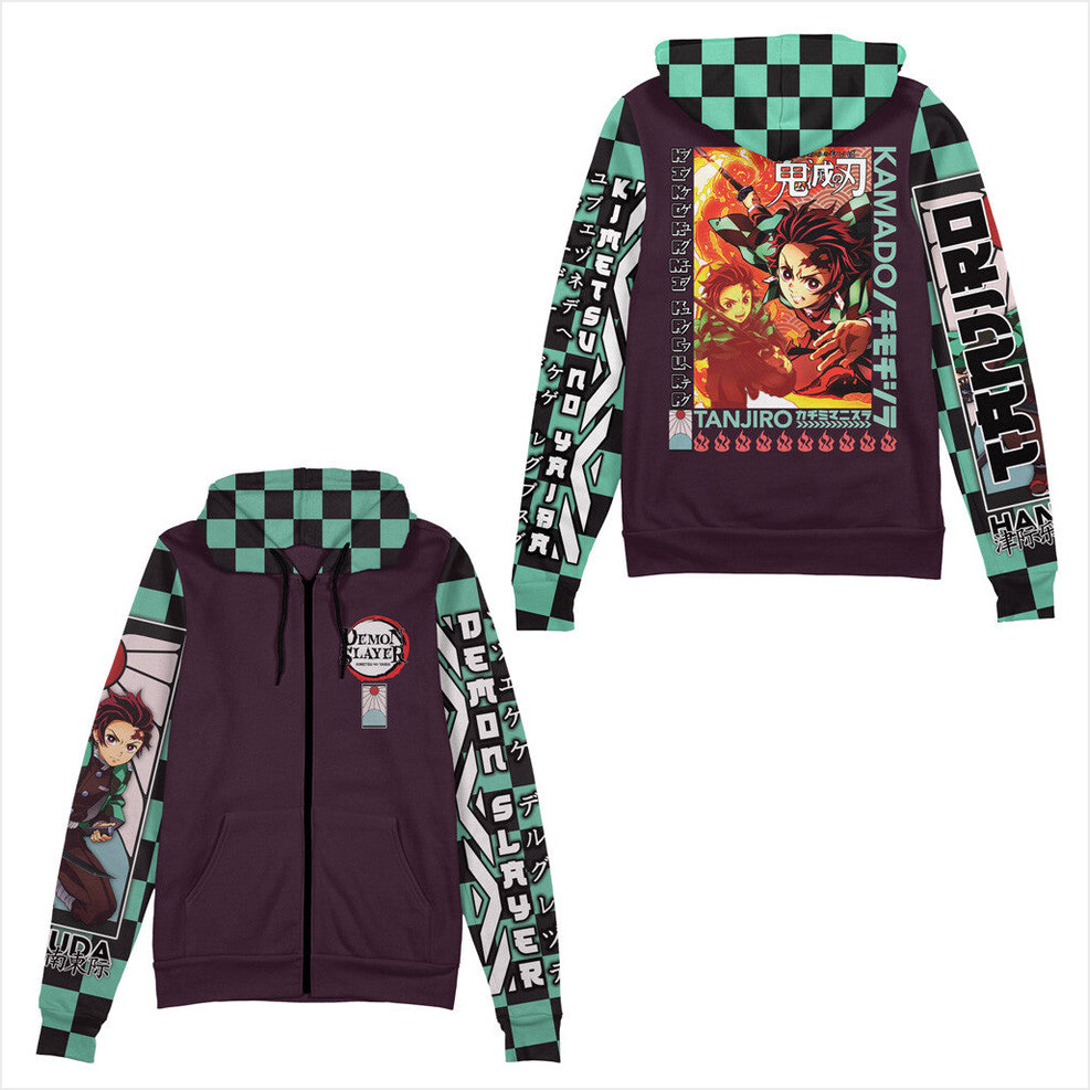 Kamado Tanjiro Demon Slayer Streetwear Zip Hoodie Demon Slayer Merch Birthday Gifts For Dudes