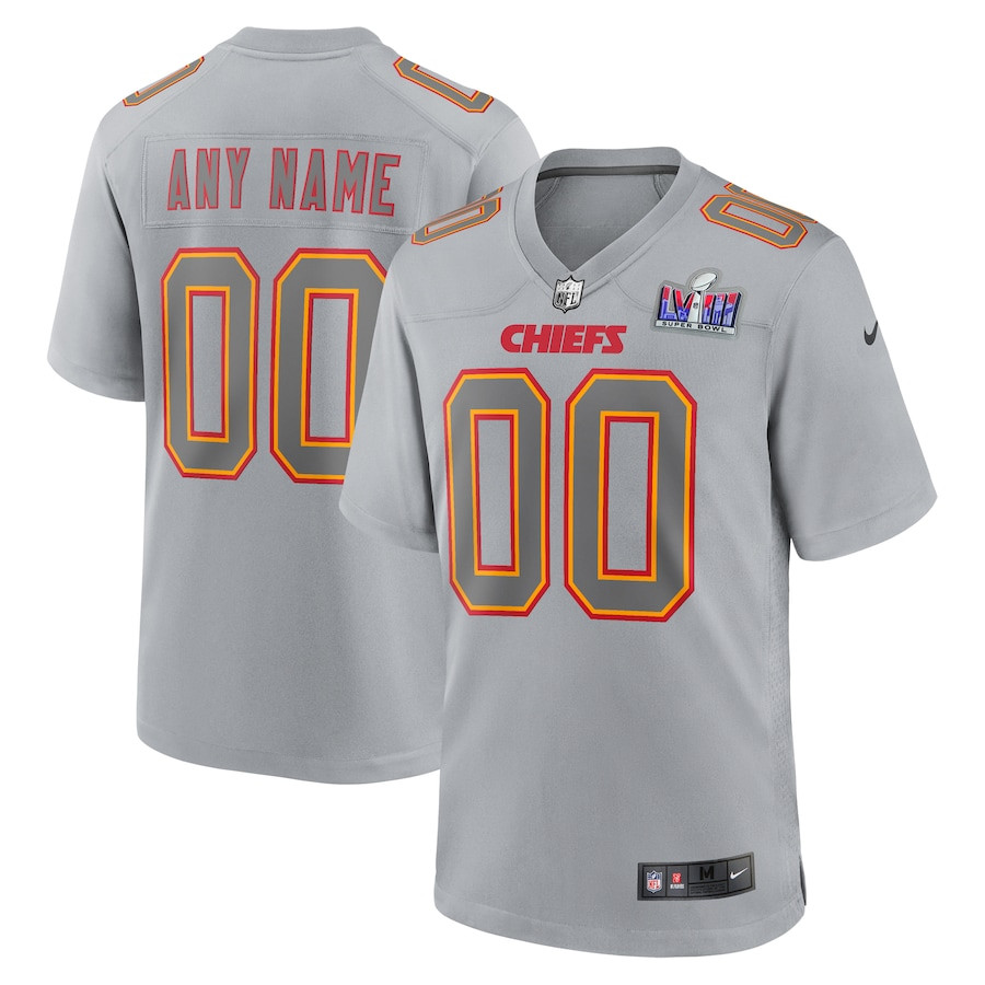 Kansas City Chiefs Super Bowl LVIII Atmosphere Fashion Game Custom Men Jersey - Gray - JSDV324