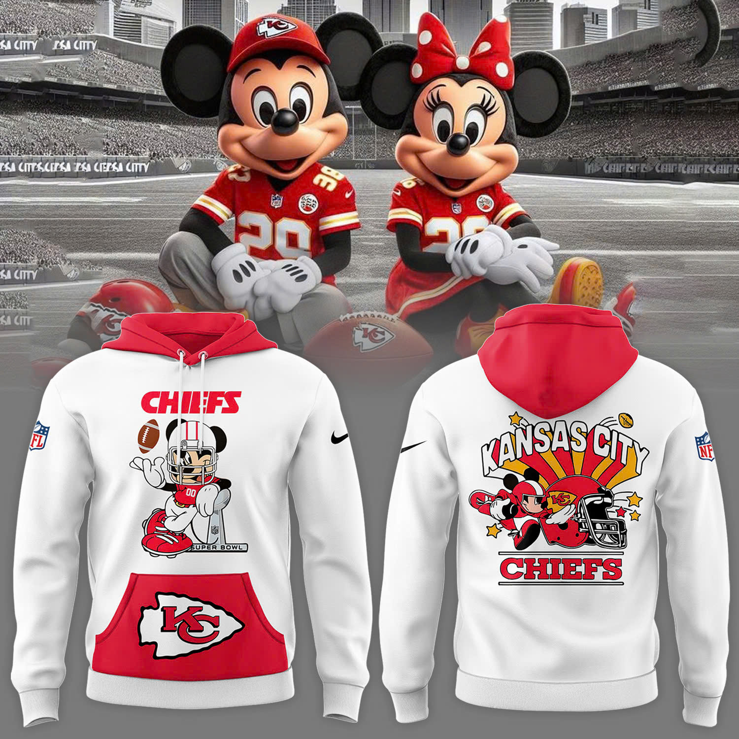 Kansas City Chiefs X Disney Hoodie 2024 Football Fan Gift Ideas