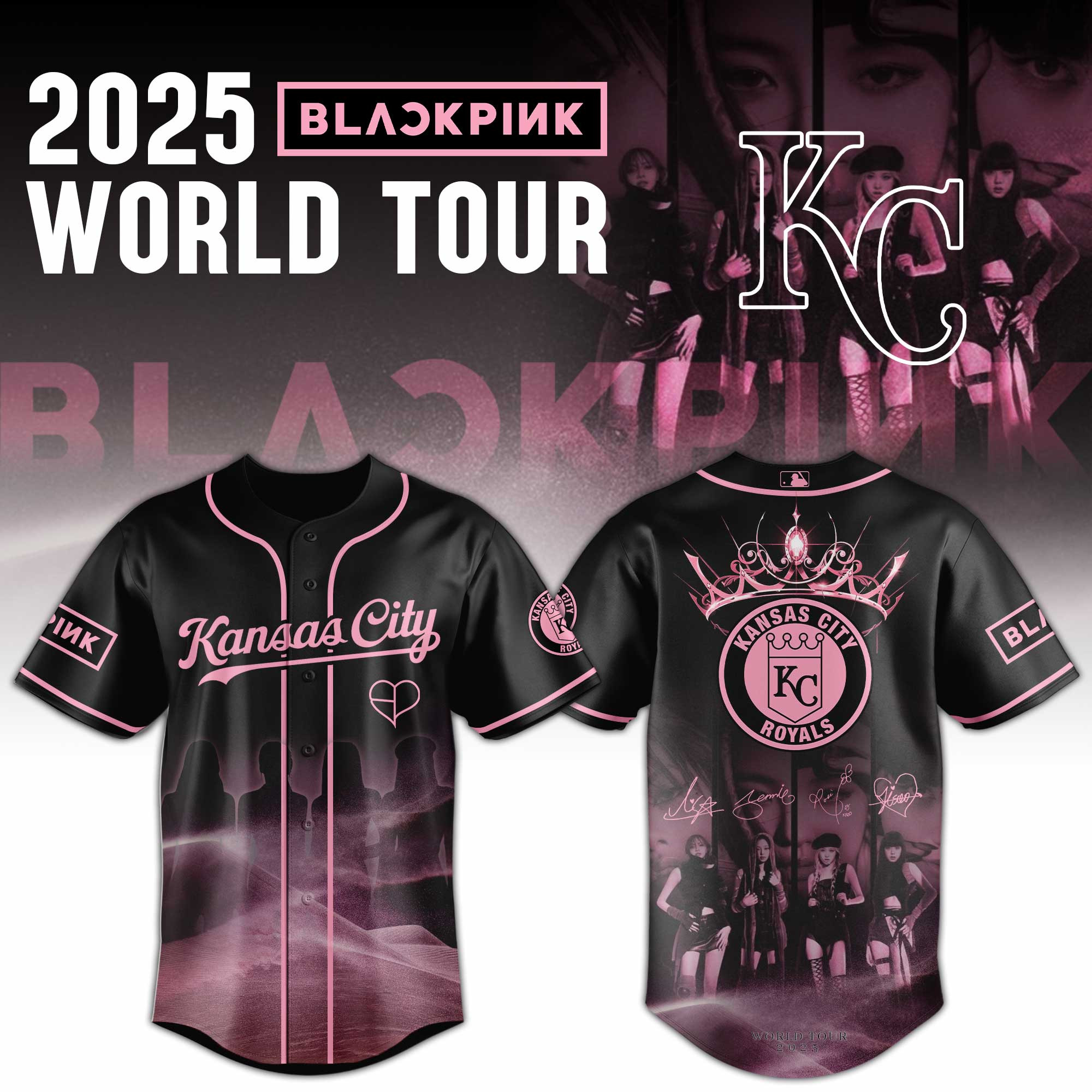 Kansas City Royals Mlb X Black Pink World Tour Baseball Jersey For Fans
