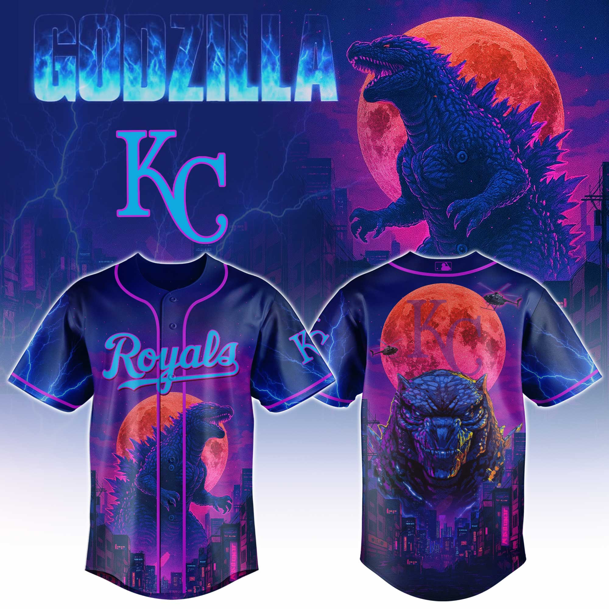 Kansas City Royals Mlb X Godzilla Baseball Jersey For Fans