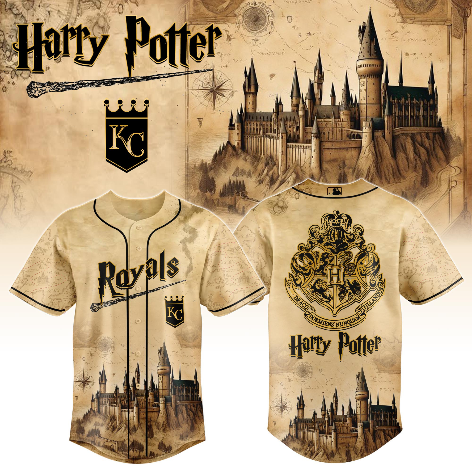 Kansas City Royals Mlb X Harry Potter Hogwarts Baseball Jersey For Fan