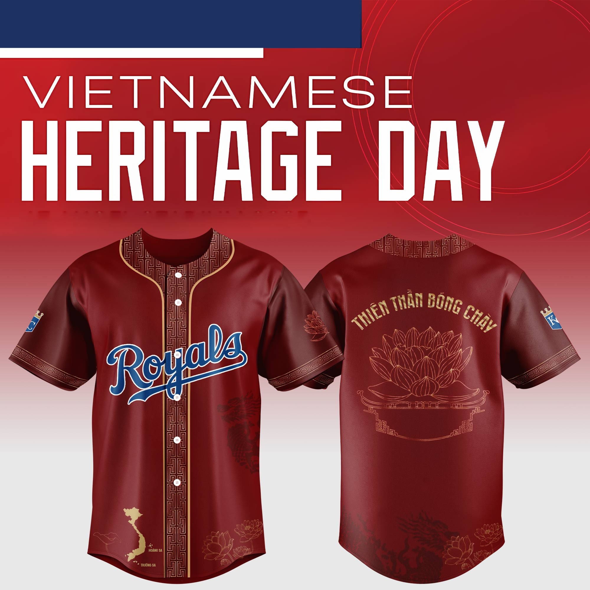 Kansas City Royals Mlb X Vietnamese Heritage Night Baseball Jersey For Fans