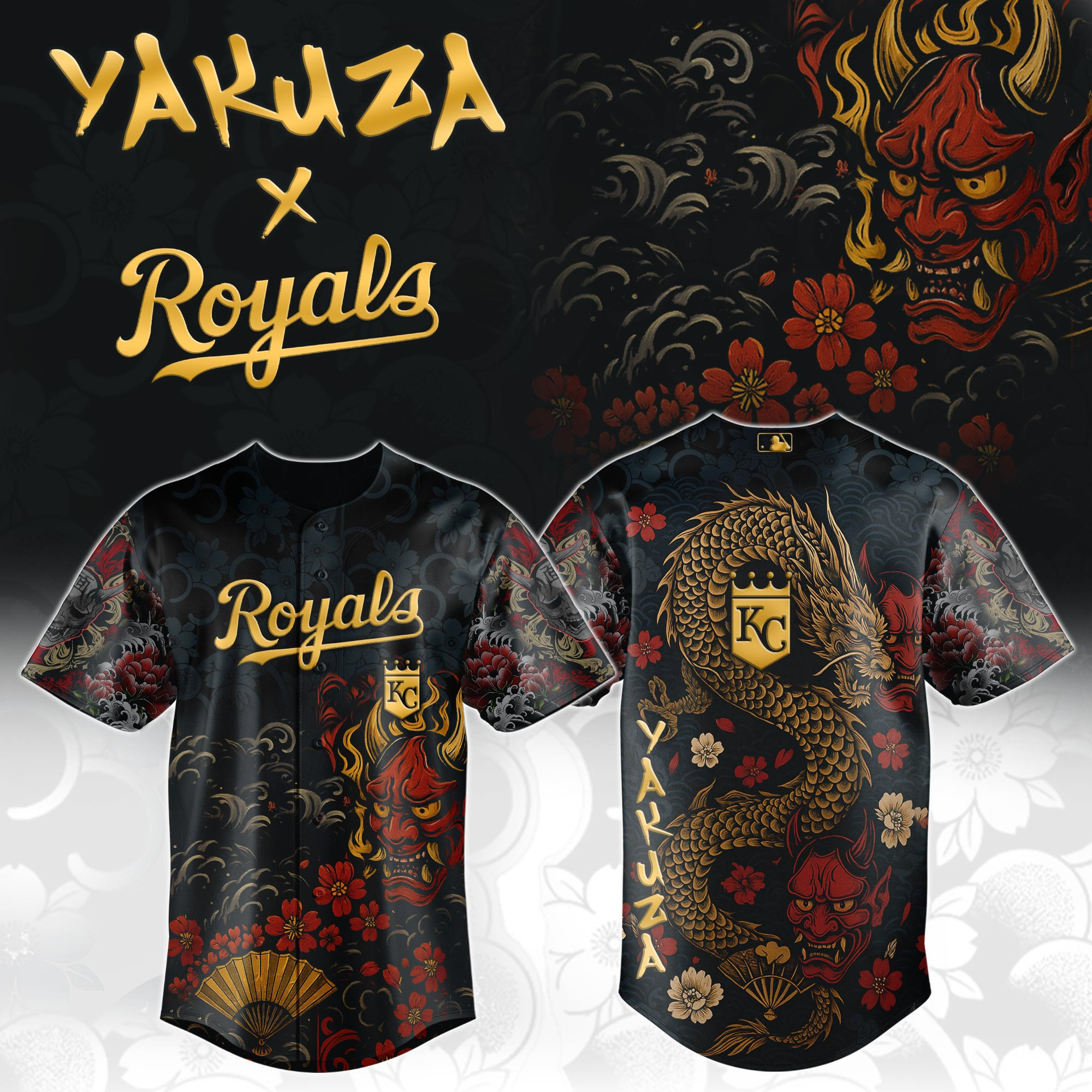 Kansas City Royals Mlb X Yakuza Dragon Oni Baseball Jersey For Fans