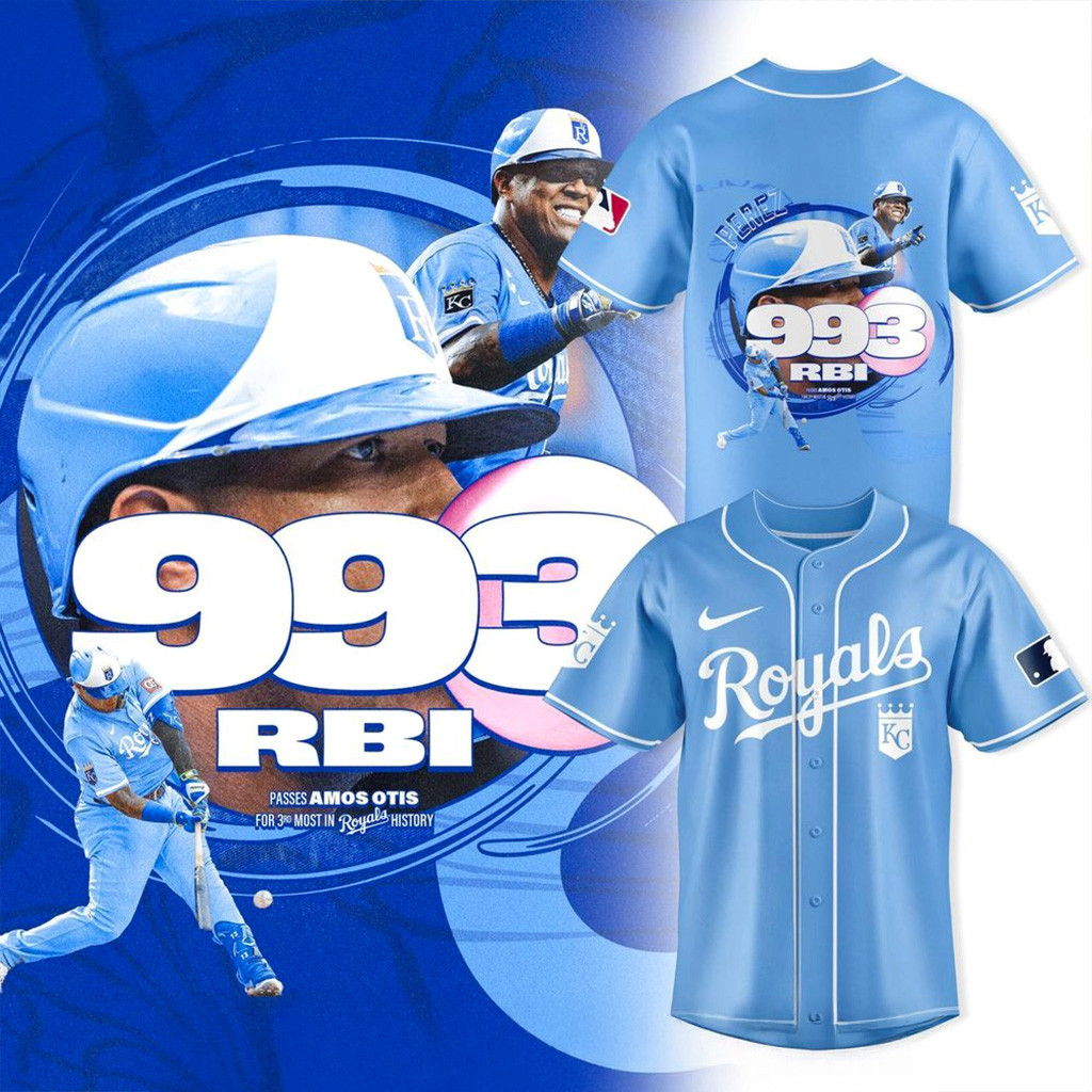 Kansas City Royals Salvador Perez 993 Rbi Record Jersey Royals Merch Gifts For Boyfriend